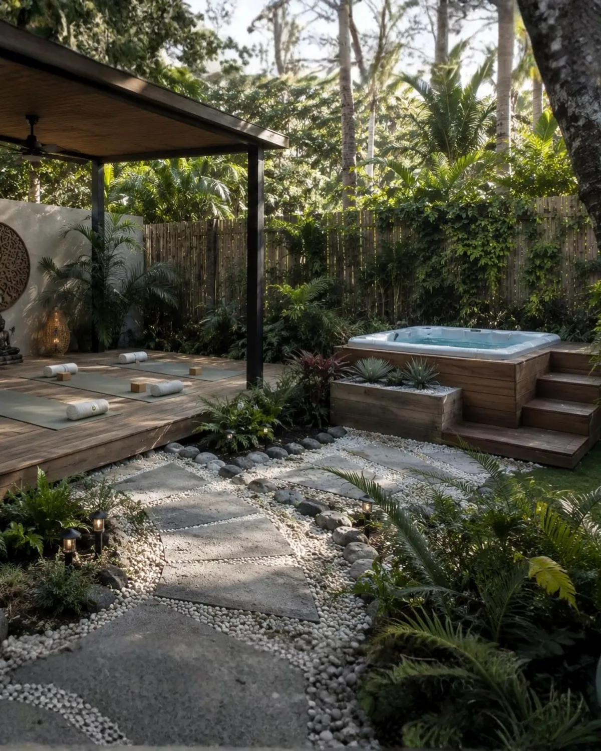 Exterior de una vivienda transformada, con jardín